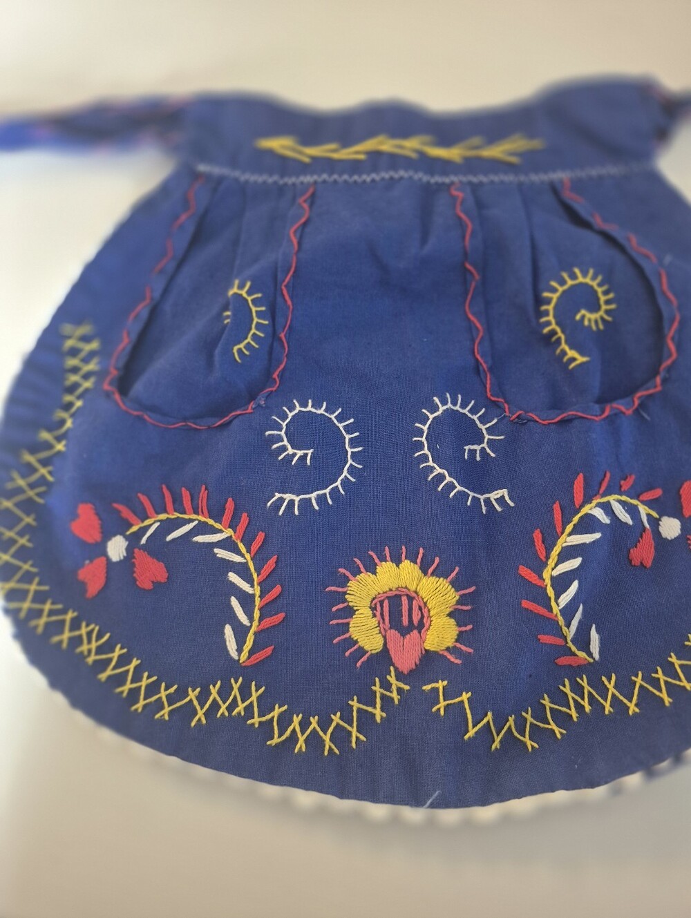 Embroidered Blue Cotton Children's Apron